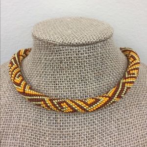 Handmade seed bead crochet rope necklace